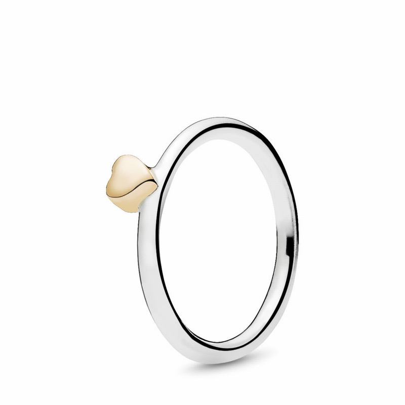 Pandora Puzzle Heart Stackable Ring Ireland - Two Tone - 358192GMA